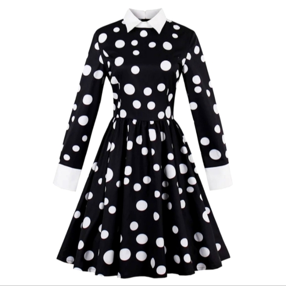 SISJULY BLACK POLKA-DOT RETRO STYLE DRESS NEW With TAGS - Picture 11 of 11